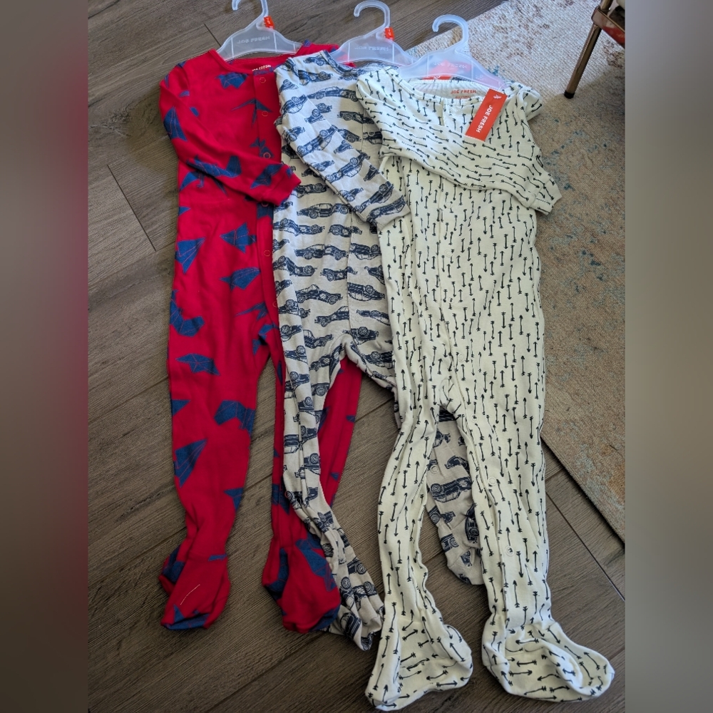 Set of Three Baby Footed Pajamas